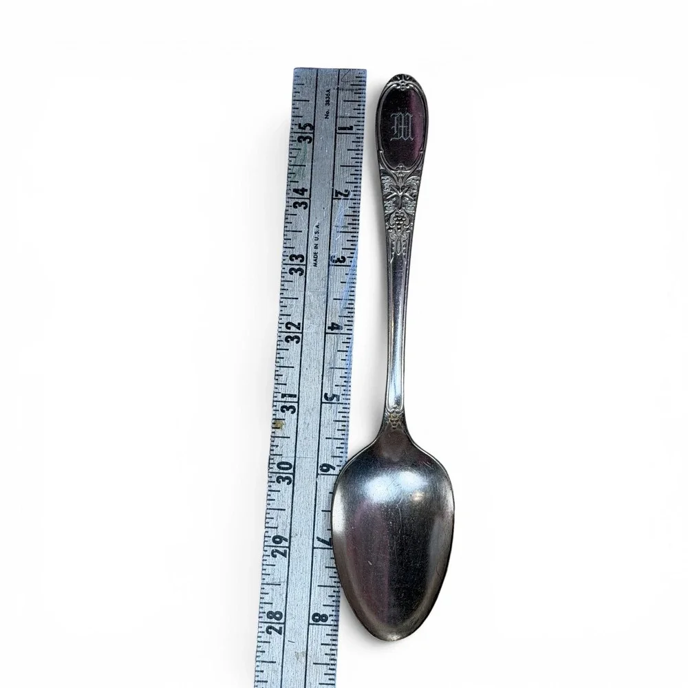 Wm. Rogers & Son AA Silverplate Spoons Champagne Burgundy Monogram M Set of 3